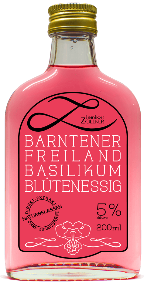 Foto von Basilikum-Blüten-Essig-Flasche